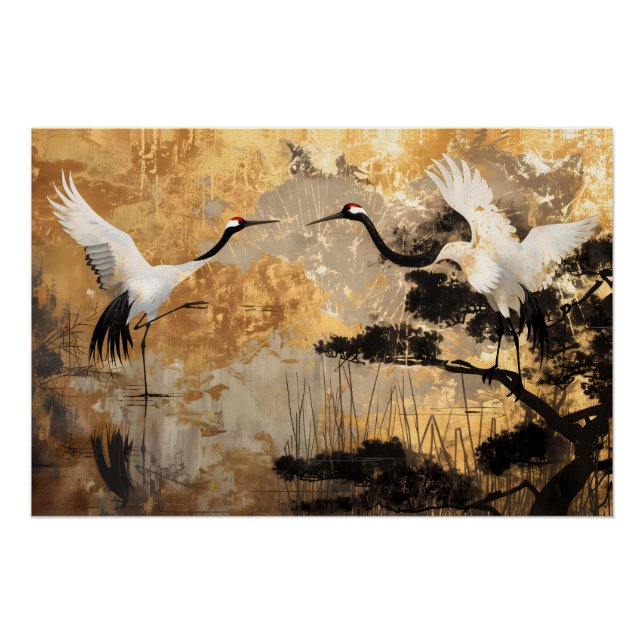 Japanese Crane Birds Poster (Front)