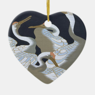JAPANESE CRANE CERAMIC TREE DECORATION