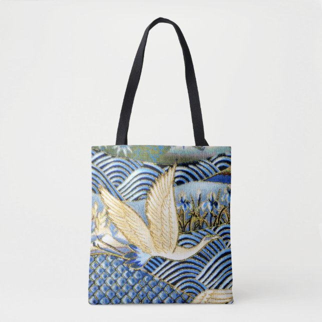 Japanese Crane Custom Tote Bag (Front)