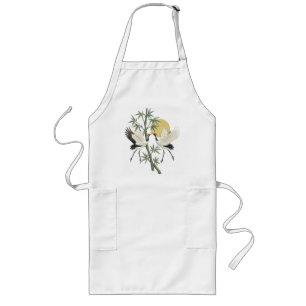 Japanese Crane Embroidery Bamboo Sunrise gift Long Apron