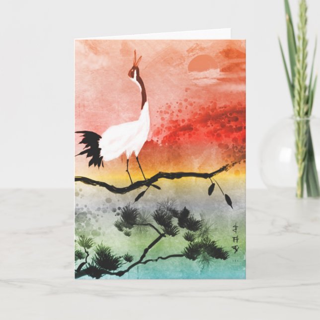 Japanese Crane Greeting Card (Front)