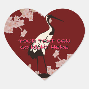 Japanese Crane Heart Stickers