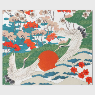 JAPANESE CRANE PRINT WRAPPING PAPER