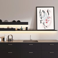 Japanese Crane Sakura Cherry Blossoms Elegant Love