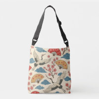 Japanese Crane Sakura Pattern Traditional Japanese