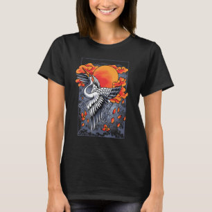 Japanese Crane Tsuru With Cherry Blossoms T-Shirt