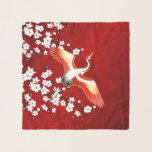 Japanese Crane White Cherry Blossom Red Scarf<br><div class="desc">Elegant crane and white cherry blossoms on a shimmering red background. Beautiful Japanese design.</div>