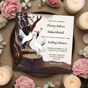 Japanese Cranes Forest Wedding Invitation