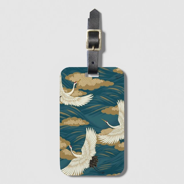 Japanese Cranes Luggage Tag (Front Vertical)
