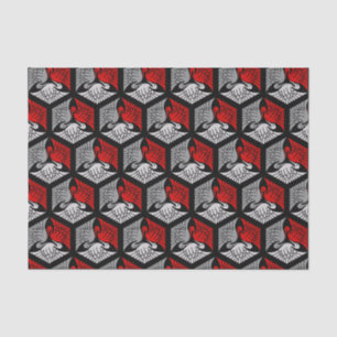 Japanese Cranes, Red, Grey / Grey and Black Tissue Paper