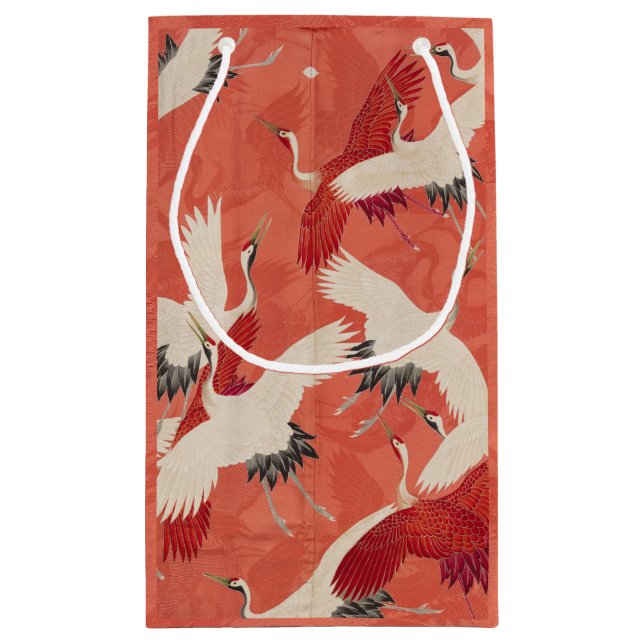 Japanese Cranes Red Kimono Gift Bag (Back)