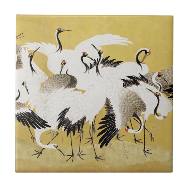 Japanese Cranes Vintage Bird Classic Tile (Front)