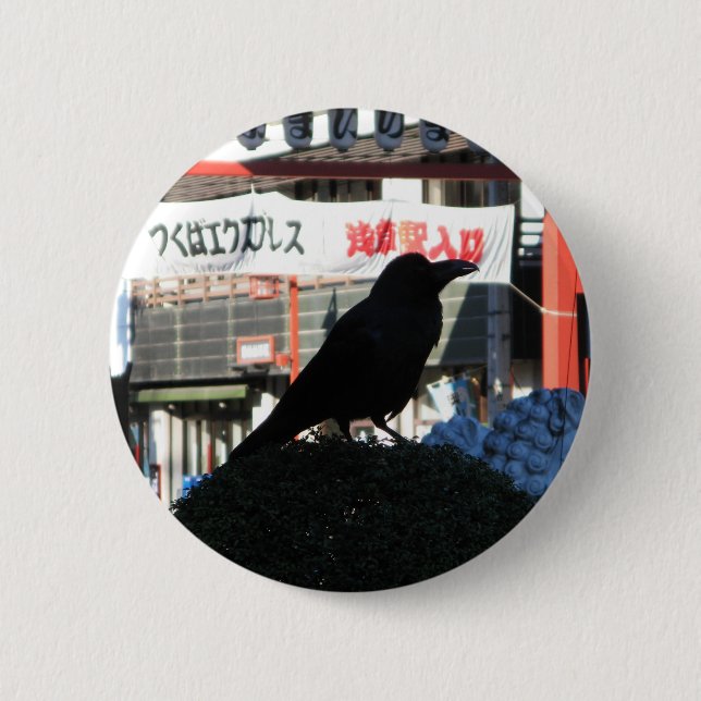 Japanese Crow 6 Cm Round Badge (Front)