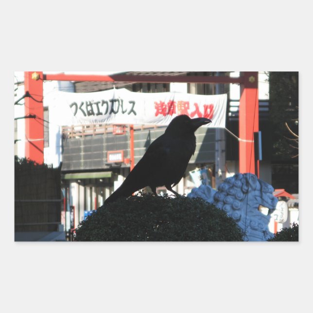 Japanese Crow Rectangular Sticker (Front)