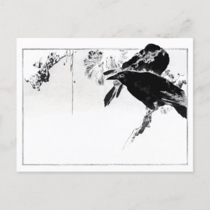 Japanese crows on a branch - Watanabe Seitei  Postcard