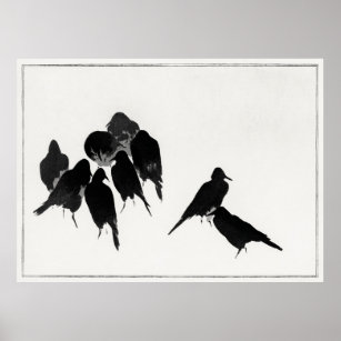 Japanese Crows Poster