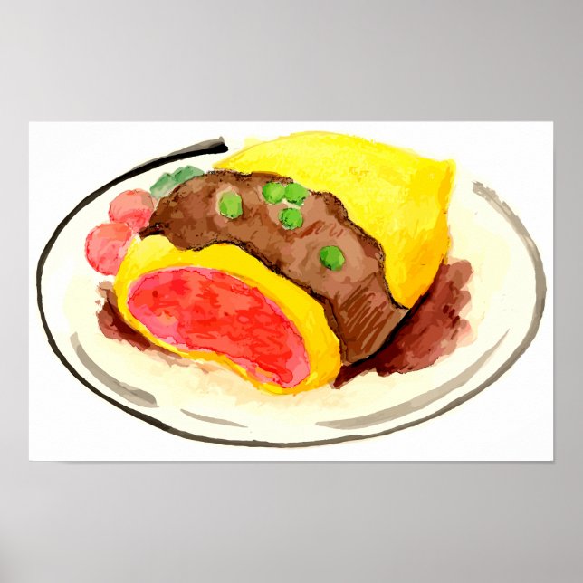 Japanese cuisine. Omelette rice. Poster (Front)