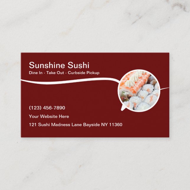 Japanese Cuisine Sushi Restaurant Business Card (Front)