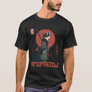 Japanese culture inspired feline Cat Samurai warri T-Shirt