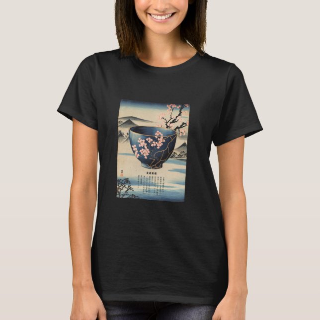 Japanese Culture Pottery Kintsugi Repair Pot Gold  T-Shirt (Front)