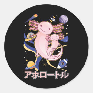 Japanese Cute Axolotl Family Galaxy Anime Classic Round Sticker