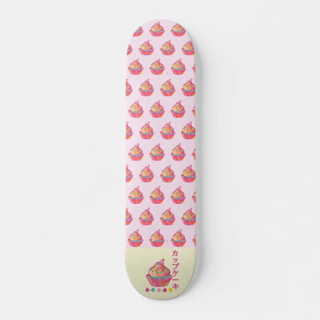 Japanese cute girly cupcakes pattern skateboard (Front)