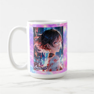 Japanese Cyberpunk Anime Girl Poster | Neon City Coffee Mug
