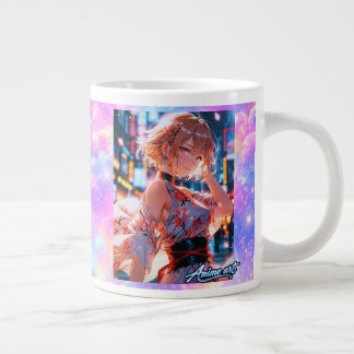 Japanese Cyberpunk Anime Girl Poster | Neon City Large Coffee Mug