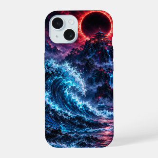 Japanese Cyberpunk Mountain Wave Eclipse Poster iPhone 15 Case