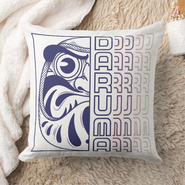 Japanese Daruma Doll Illustration Cushion (Blanket)