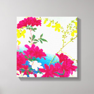 Japanese day lilies - magenta, yellow blue canvas print