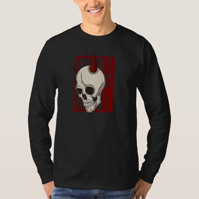 Japanese Demon Face Skull Shirt Oni Harajuku Pullo (Front)