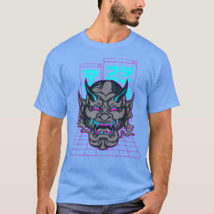 Japanese Demon Harajuku Oni Face Mask Glitch Retro T-Shirt