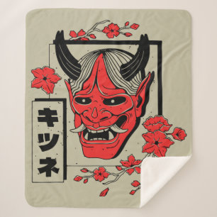 Japanese demon  sherpa blanket