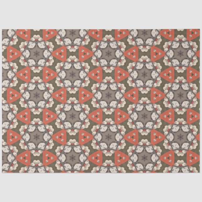 Japanese design in red and grey circle pattern tissue paper (Front)
