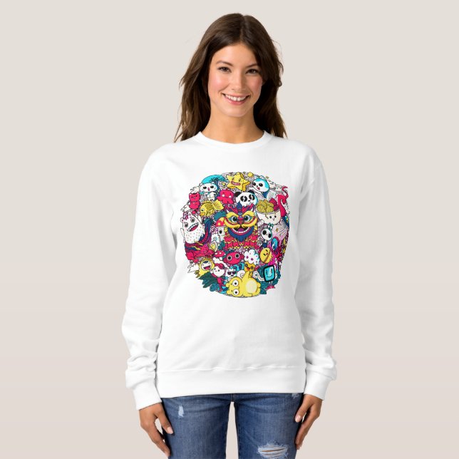 Japanese Doodle Art  Sweatshirt (Front Full)