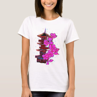 Japanese Doodle: The Serene Beauty of a Pagoda T-Shirt
