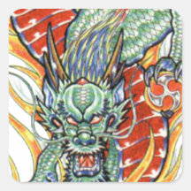 Japanese Dragon and Lotus Flower