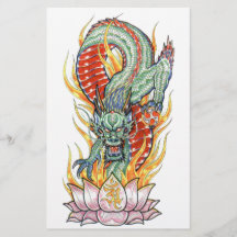 Japanese Dragon and Lotus Flower