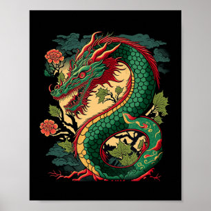 Japanese Dragon Anime Japan Chinese Dragons Tattoo Poster