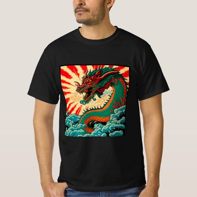 Japanese Dragon Anime Japan Chinese Dragons Tattoo T-Shirt (Front)