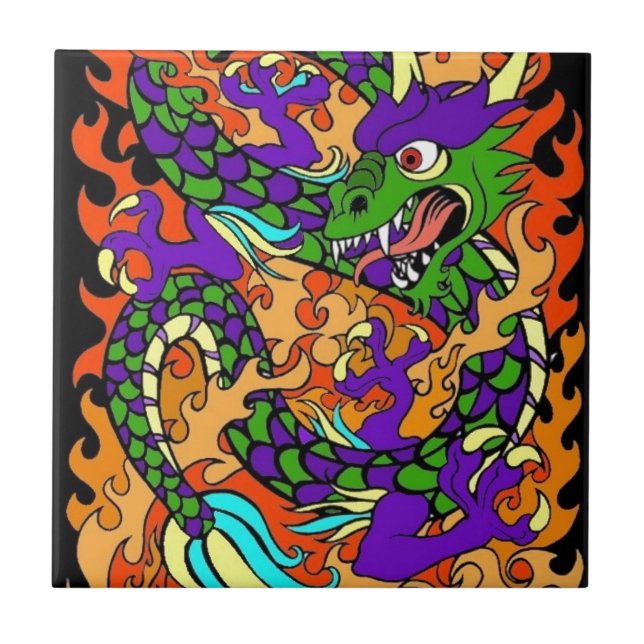 JAPANESE DRAGON DESIGN TILE (Front)