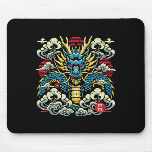 Japanese Dragon Face Clouds Vintage Anime Men Wome Mouse Pad
