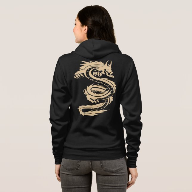 Japanese Dragon Hoodie - Vintage Unisex Streetwear (Back Full)