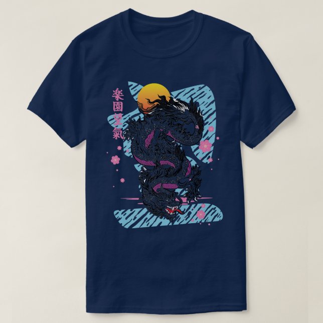Japanese Dragon Kanji Asian Demon Spirit Sakura Va T-Shirt (Design Front)