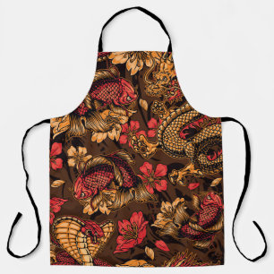 Japanese dragon koi pattern. apron