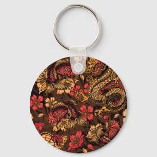 Japanese dragon koi pattern. key ring