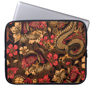 Japanese dragon koi pattern. laptop sleeve