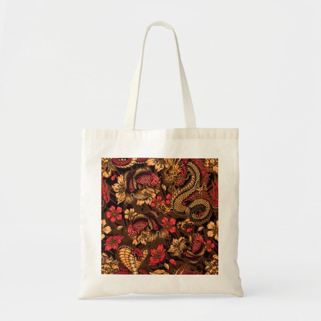 Japanese dragon koi pattern. tote bag (Front)