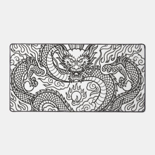 Japanese Dragon Line Art Mousepad Design Desk Mat